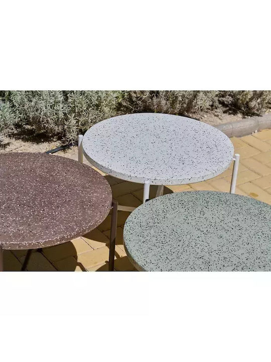 Sitting Room Outdoor Free Standing Metal Table Dark Brown 60x60xcm