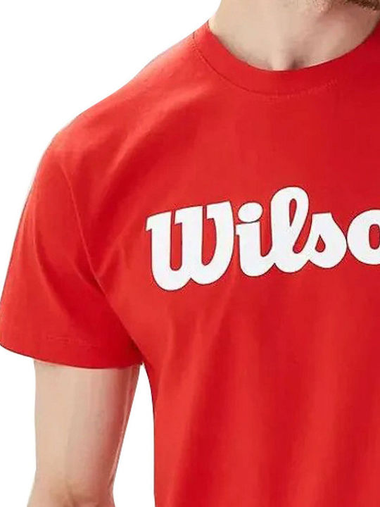 Wilson Script Cotton Tee Men's Short Sleeve T-shirt Red