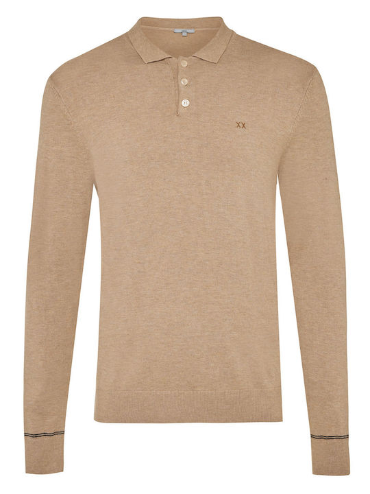 Polo Langarm-Pullover Beige