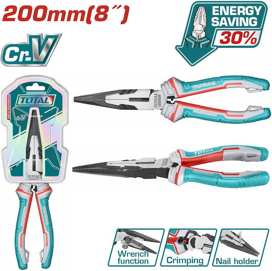 Total Needle Nose Pliers Straight Length 200mm 6pcs