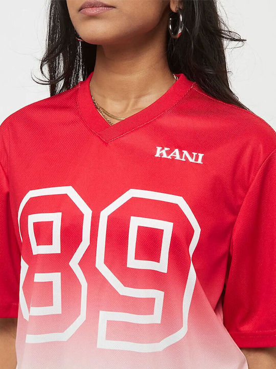 Damen Crop Top Red/off White