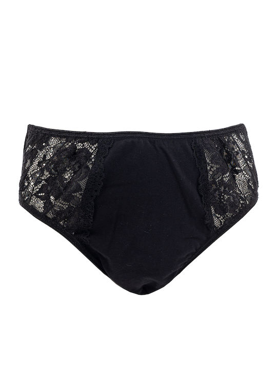 Fay Lingerie 09 Ψηλόμεσο Slip με Δαντέλα Μαύρο