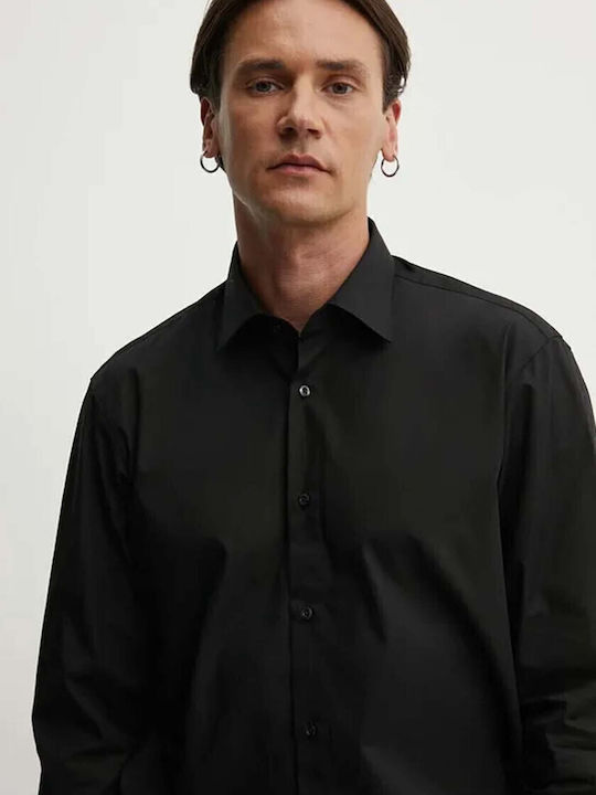 Valerio Μακρυμάνικo Βαμβακερό Πουκάμισο σε Κανονική Γραμμή Μαύρο