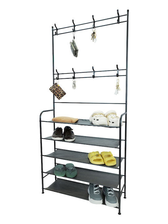 Uncle George Floor Garment Rack made of Metal Black 80x26x168cm