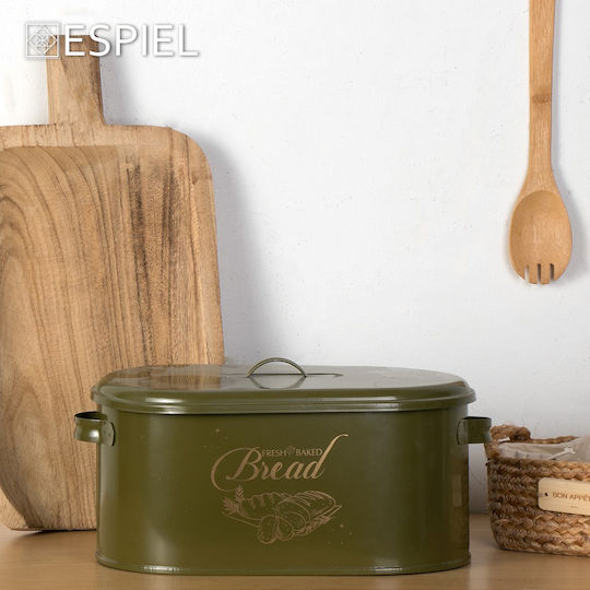 Espiel Кутия за хляб с капак Метал Зелен 36x20x16см