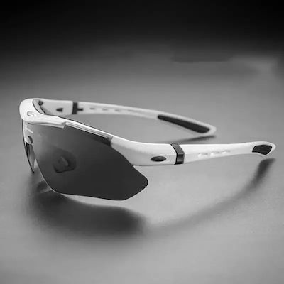 Rockbros Cycling Glasses with White Frame & Polarized / Transparent Lenses