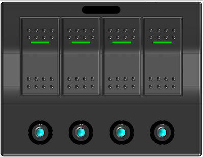 Eval Boat Switch with Panels Πίνακας Ασφαλειών Αδιάβροχος Electron (8 Διακόπτες)