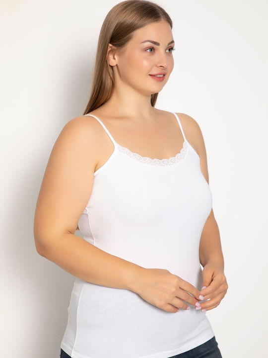 Women's Cotton T-Shirt with Spaghetti Strap White