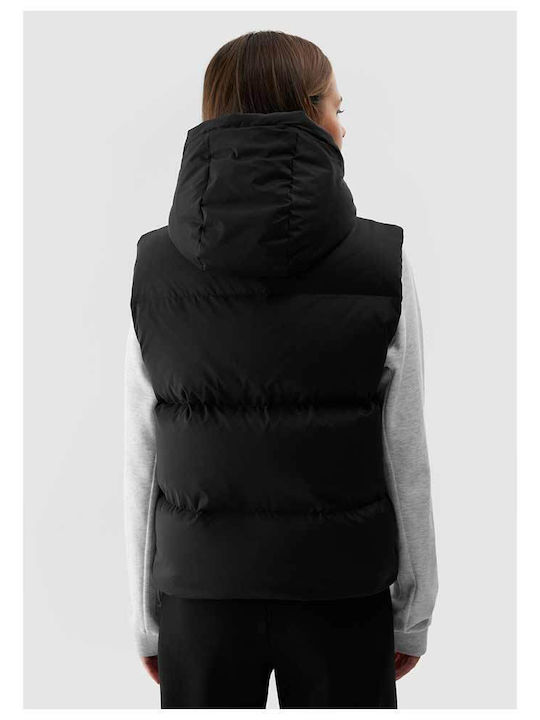 4F Women's Short Puffer Jacket for Spring or Autumn Black