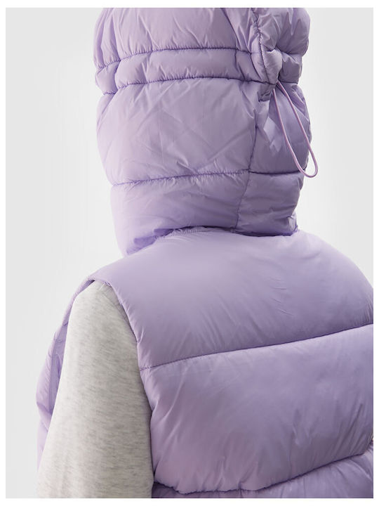 Women's Short Puffer Jacket for Spring or Autumn Purple