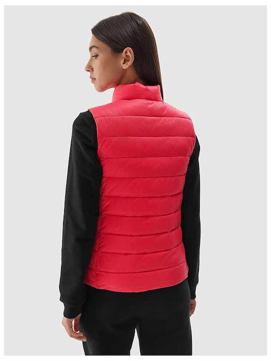 4F Women's Short Puffer Jacket for Spring or Autumn Fuchsia