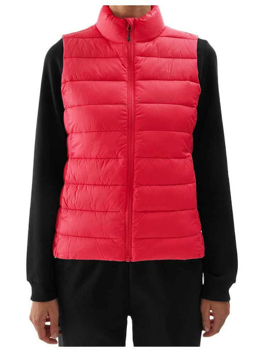 Kurz Damen Ärmellos Puffer Jacke Fuchsie