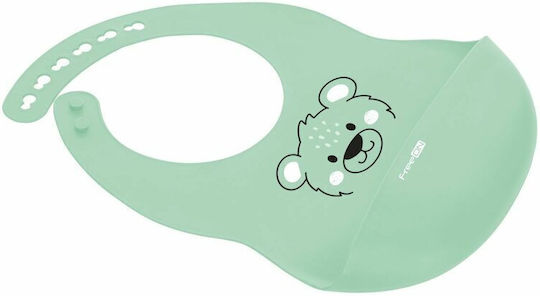 FreeOn Σαλιάρα Σιλικόνης με Κουμπί & Τσέπη Green για 6 m+