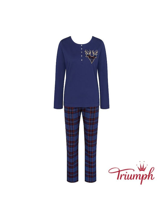 Triumph De iarnă Set Pijamale pentru Femei De bumbac Albastru marin