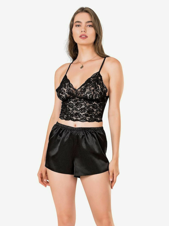 Moongirl De vară Satin Babydoll Negru