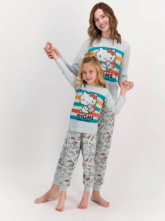 Roly Poly Χειμερινό Γυναικείο Σετ Πιτζάμας Γκρι Roly Poly Hello Kitty ΙΙ
