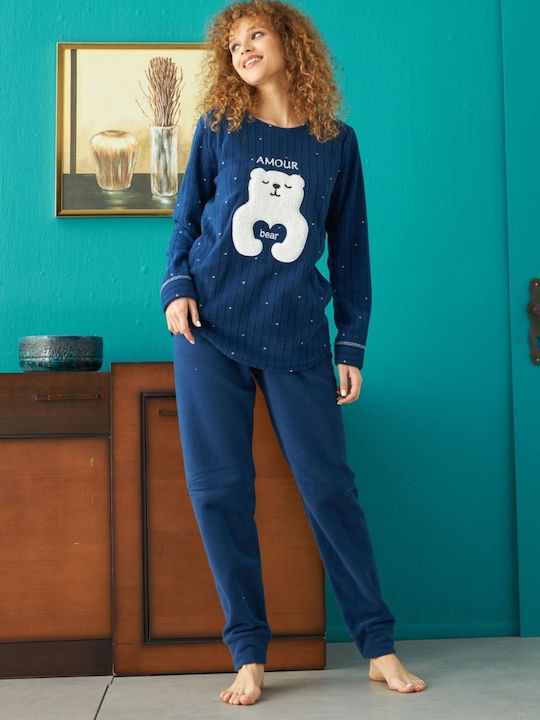 Amour De iarnă Set Pijamale pentru Femei Fleece Dark Blue