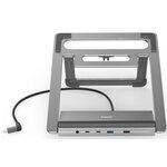 HAMA Connect2Office USB-C Docking Station mit HDMI/DisplayPort 4K PD Ethernet Gray
