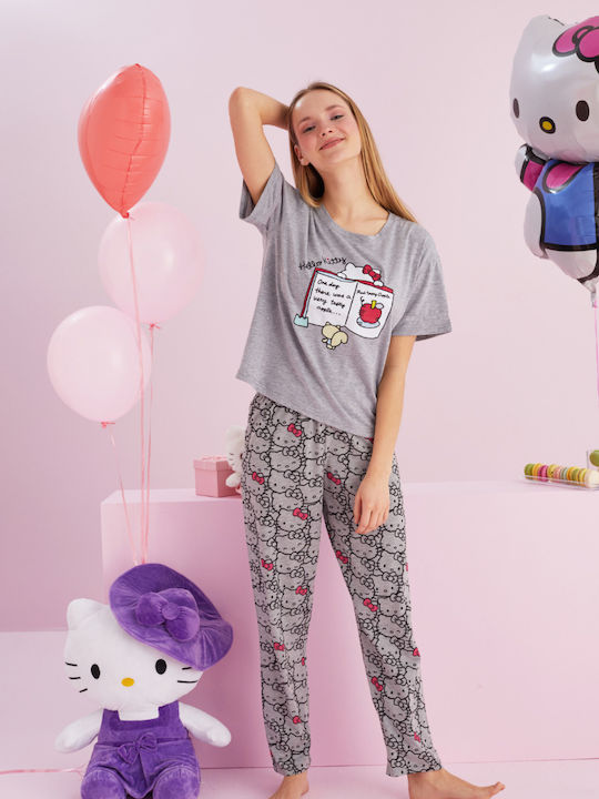 Hello Kitty Set Pijamale pentru Femei Dark Grey