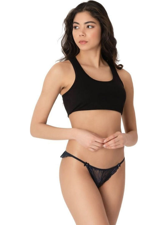 Damen Zeichenfolge mit Spitze Marineblau