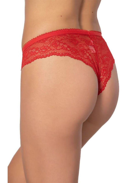 Norddiva Lingerie Beatrice Damen Brasilien mit Spitze Rot