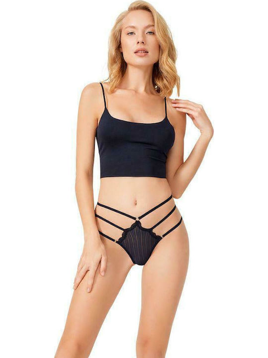 Sarah Damen Slip mit Spitze Marineblau