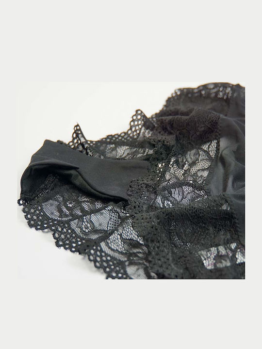 Norddiva Дантелен Комплект Дамско Бельо Bralette с Плъзгащ се Черен