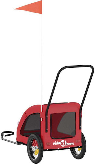 vidaXL Fahrradanhänger für Hunde bis 30kg Rot L125xB53xH52cm.