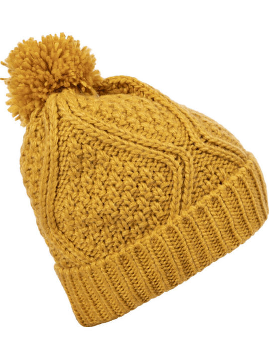 Pom Pom Beanie Frauen Beanie Gestrickt in Gelb Farbe