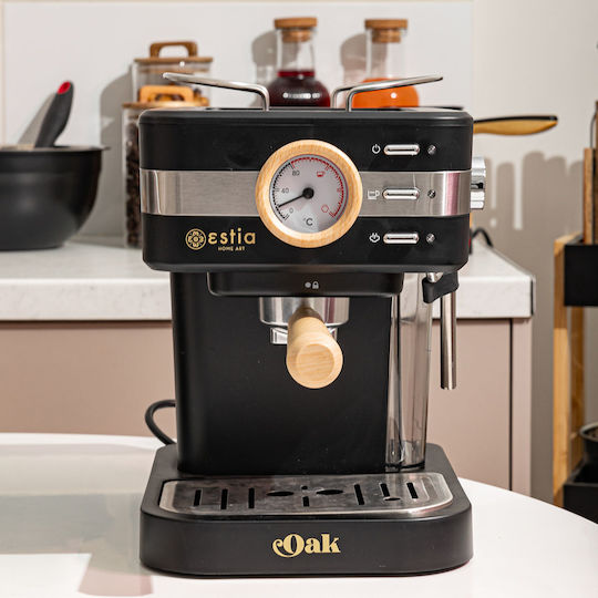 Estia Οak Automatic Espresso Machine 950W Pressure 15bar Black
