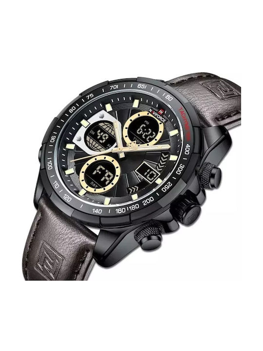 Naviforce Мъжки часовници с батерия и кожена каишка Naviforce Мъжки часовници с батерия и кожена каишка
