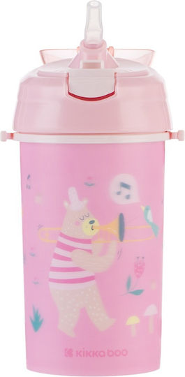 Silicone Straw Water Bottle 450ml Music Fest Kikkaboo Pink 31302030081