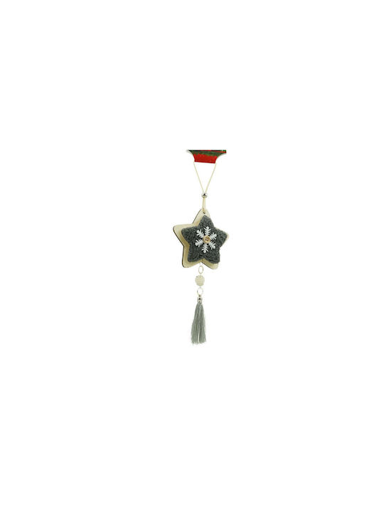 Wooden Star Christmas Tree Ornament Black 9.5x25cm