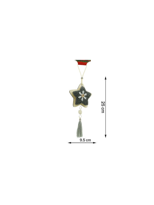 Hanging Ornament Star Wooden Black 9.5x25cm