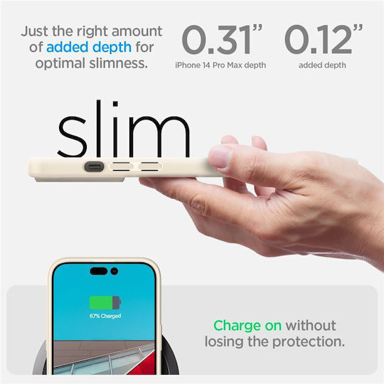 Spigen Crystal Hybrid Umschlag Rückseite Kunststoff / Silikon Beige (iPhone 14 Pro Max)