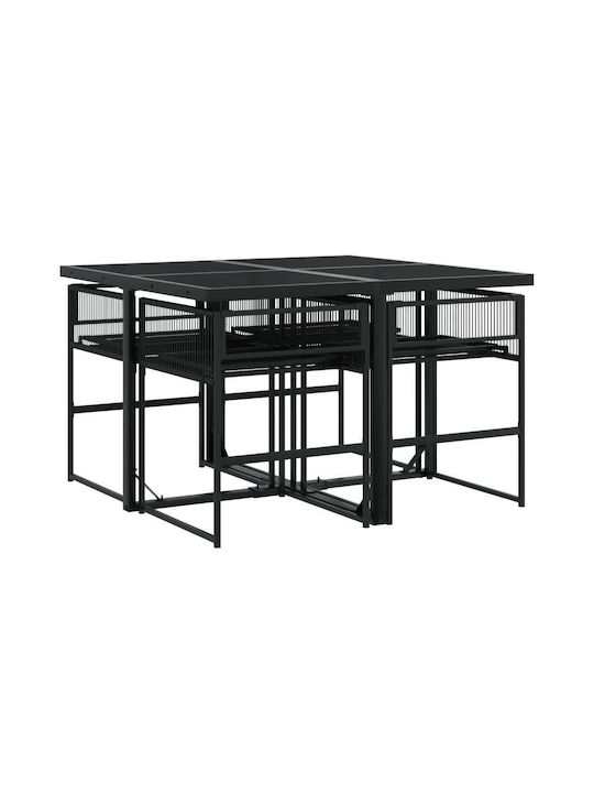 Set Sala De Mese Pentru Exterior 5 Piese Negru