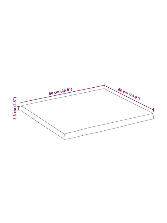 vidaXL Square Table Surface made of Solid Wood Mango 60x60x3.8cm 370738 1pcs
