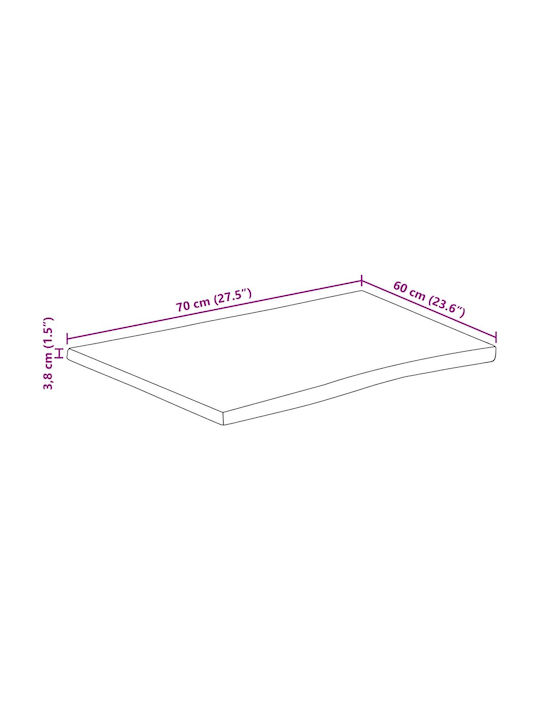 vidaXL Rectangular Table Surface made of Solid Wood Brown 70x60x3.8cm 370643 1pcs