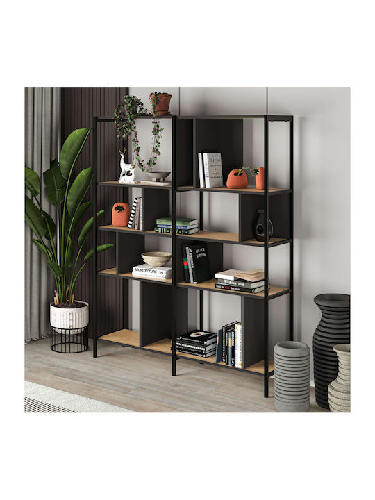 Библиотека Maxi Sapphire Oak - Копринен Черен 144x35x175см