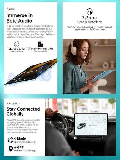 Teclast P50 4G 11" Tablet (6GB/128GB) Μπλε