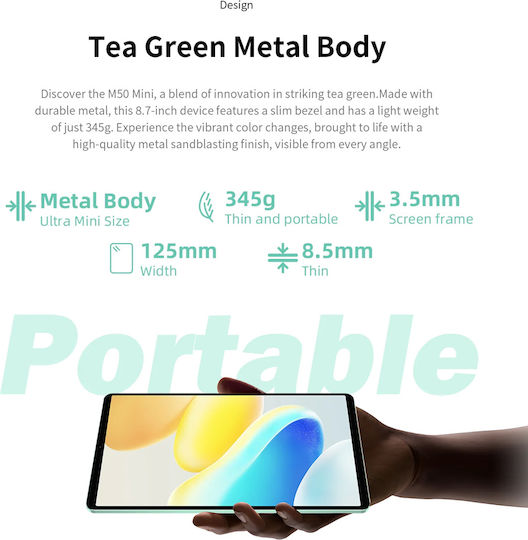 Teclast M50 Mini 4G 8.7" Tablet (6GB/128GB) Πράσινο