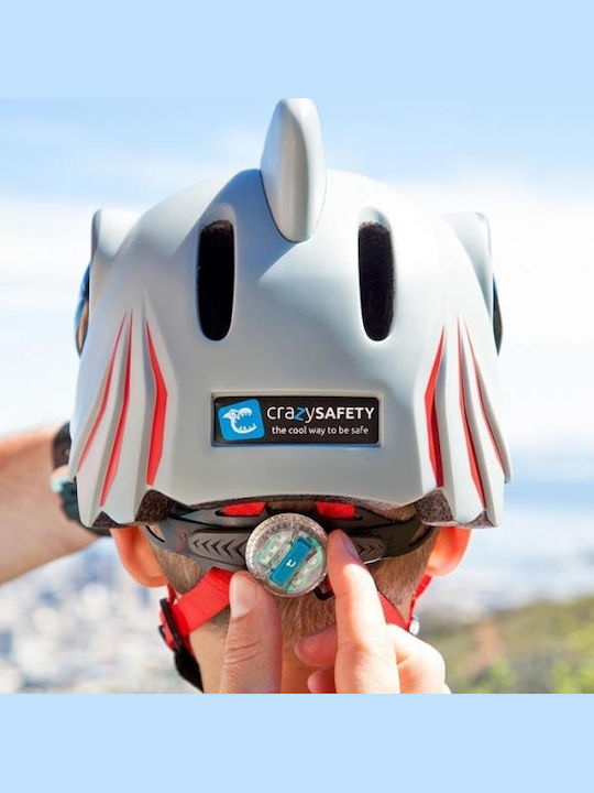 Crazy Safety Tiger Cască pentru biciclete / trotinete pentru copii pentru biciclete Orașului Alb cu lumină LED încorporată