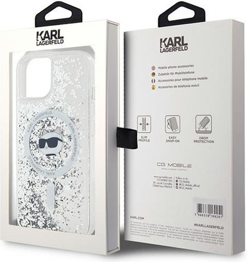 Karl Lagerfeld Liquid Glitter Choupette Umschlag Rückseite Silikon / Kunststoff Transparent (iPhone 14)