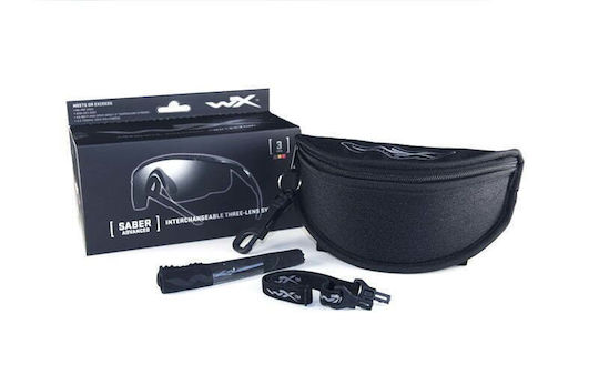 Wiley X Shooting Glasses Saber Advanced Set of 3 Lenses with Anti-Scratch Coating, Anti-Glare & UV Protection Black