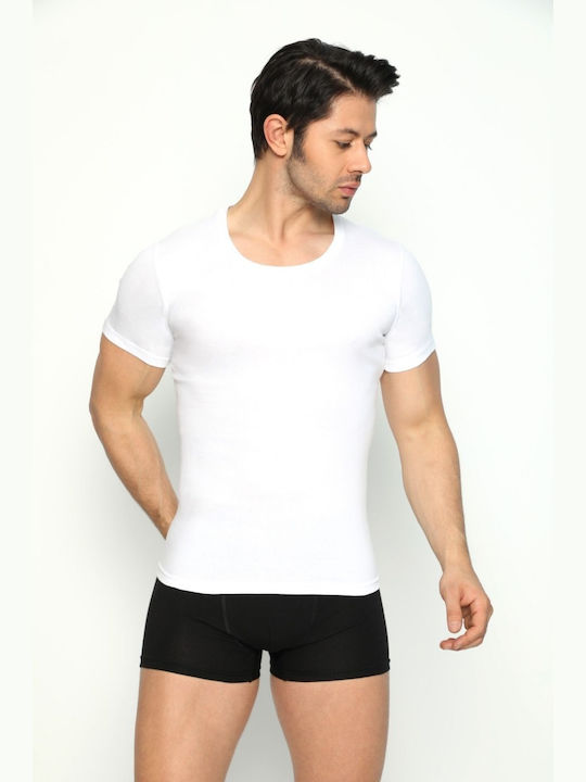 Trendy Men's Short Sleeve Undershirt White