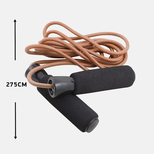 AMILA Leather Jump Rope with Ball Bearings Brown 2.75m
