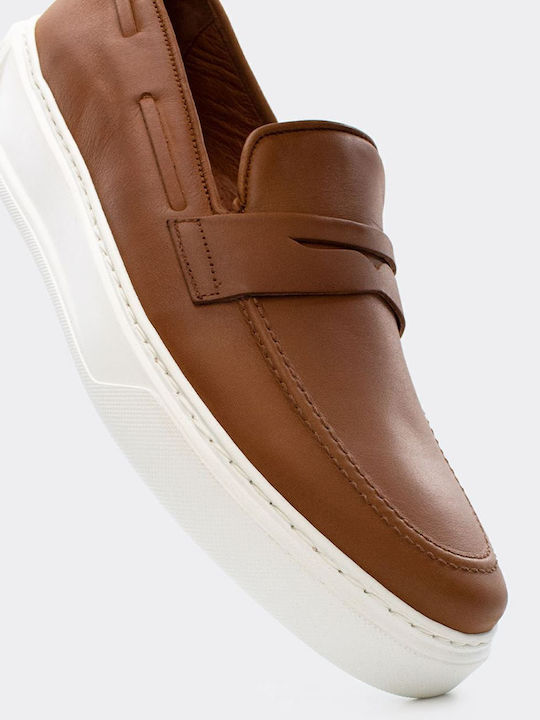 Leder Herren Mokassins in Tabac Braun Farbe