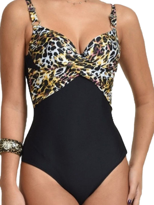 Ολόσωμο Μαγιό Animal Print Μαύρο