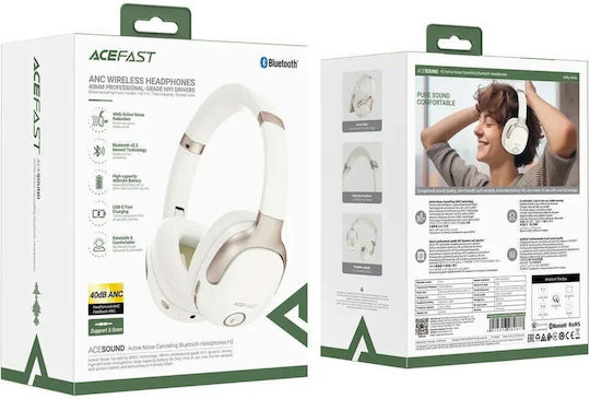 Acefast H2 Wireless / Wired On Ear Headphones with 80 hours of Operation and Quick Charge Beige