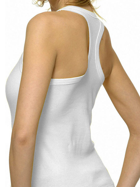 Helios Ärmellos Weiß Damen T-Shirt mit Racer Back